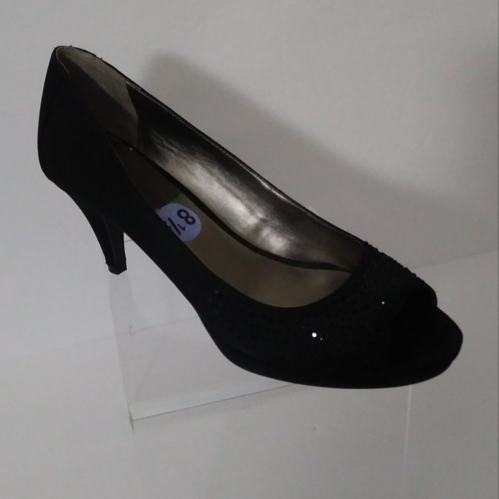 Bandolino Black  Satin Embellished High Heels Shoes